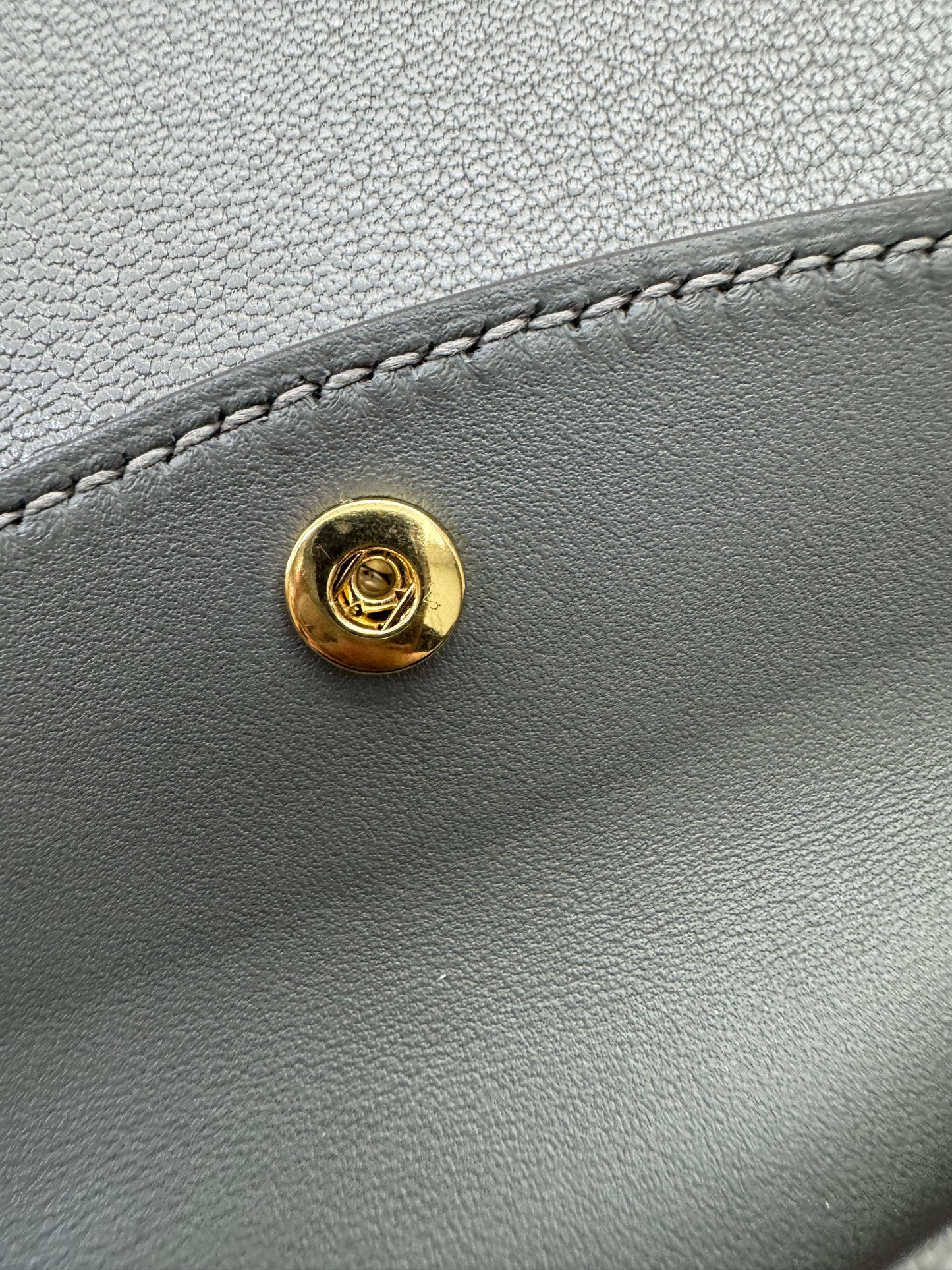 HERMES Bearn Mini Wallet 積雨雲灰山羊皮 金扣 Gris Meyer GHW