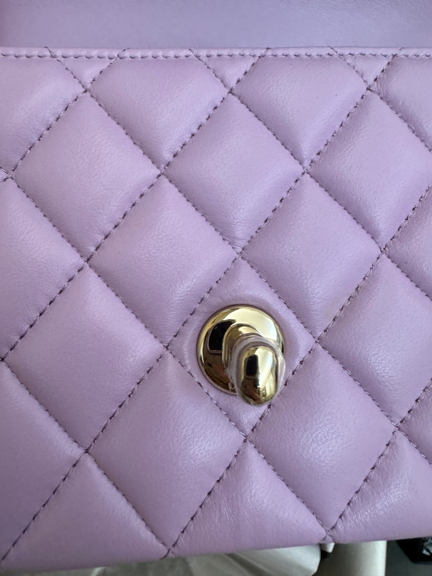 CHANEL mini cf with top handle 粉紫色 24P
