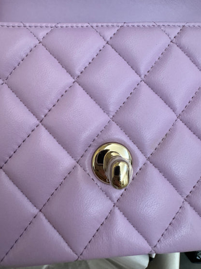 CHANEL mini cf with top handle 粉紫色 24P