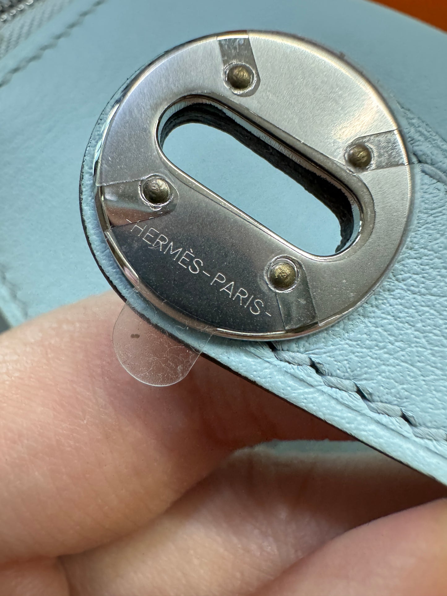 HERMES Mini Lindy 霧霾藍T0 銀扣 swift