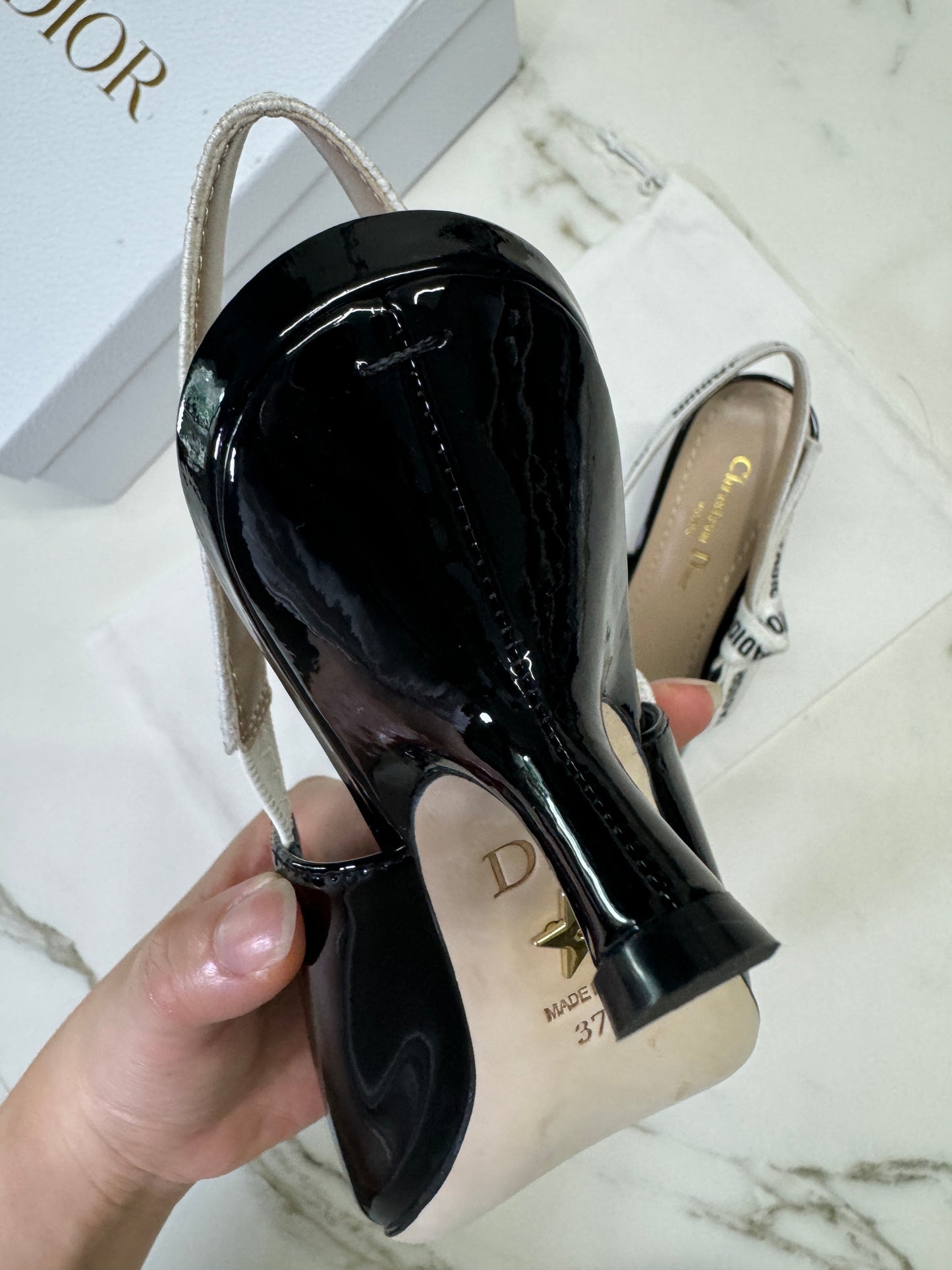 DIOR Slingback 黑色漆皮 5.5cm