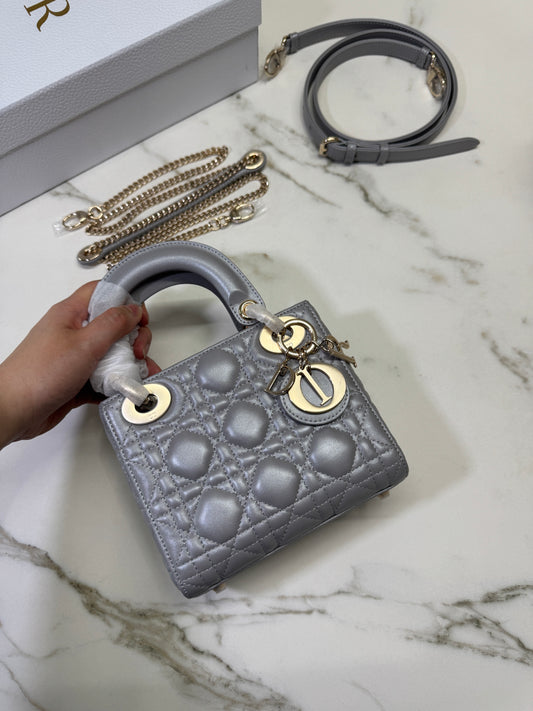 DIOR Lady Dior Mini 珠光灰