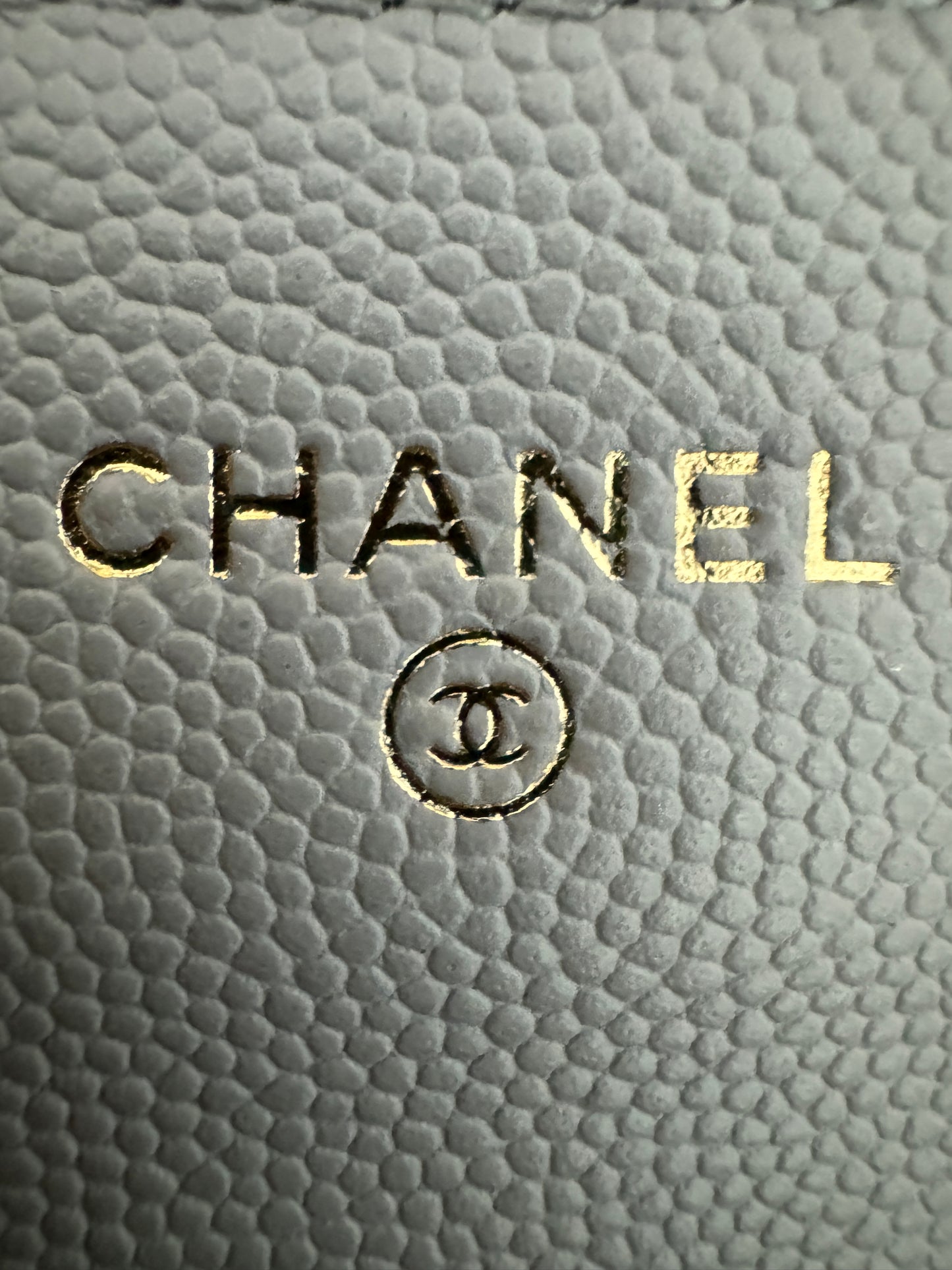 CHANEL 經典CF卡包 淺灰 牛皮
