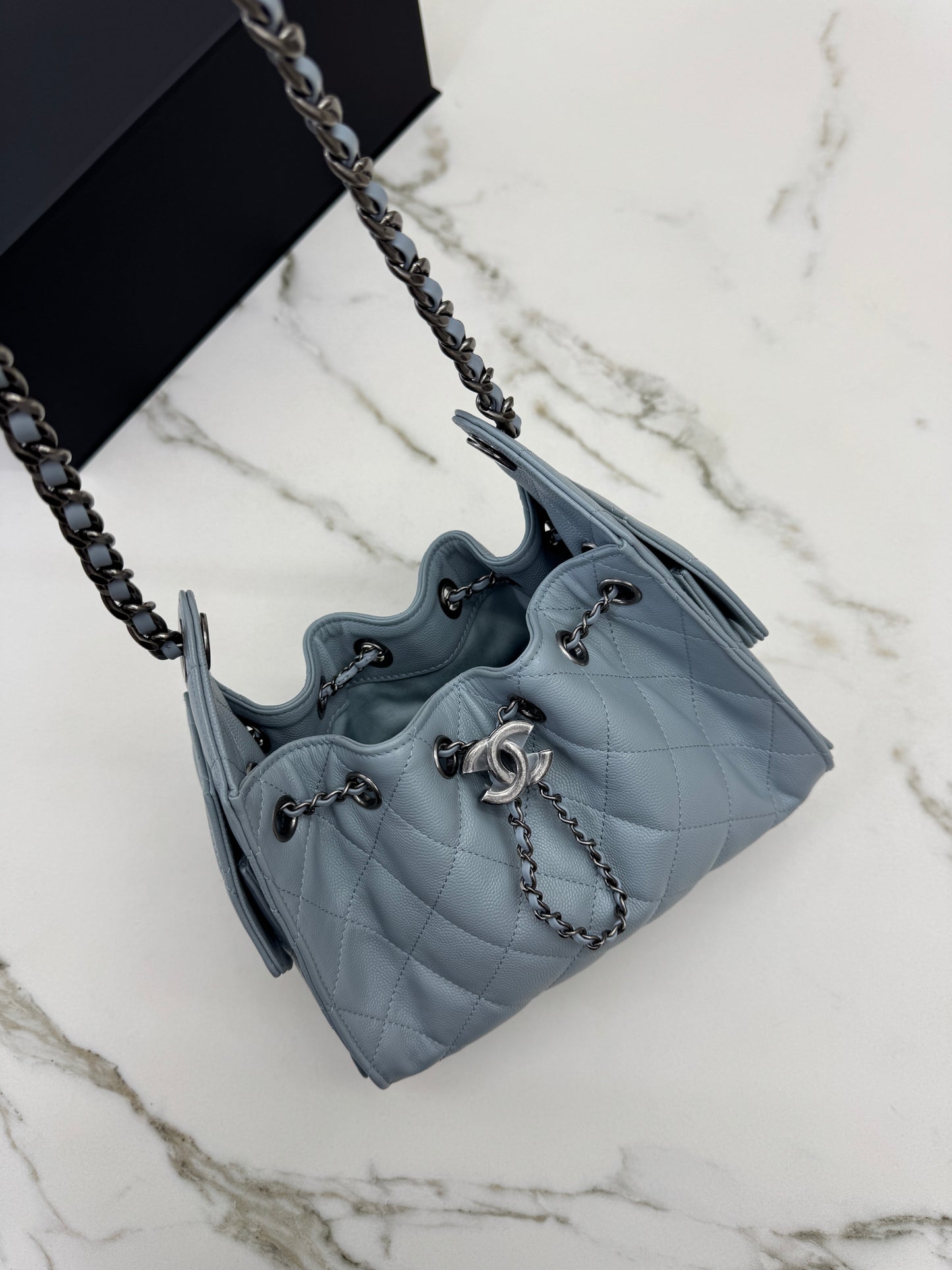 CHANEL Mini 25 Bag 霧霾藍銀扣