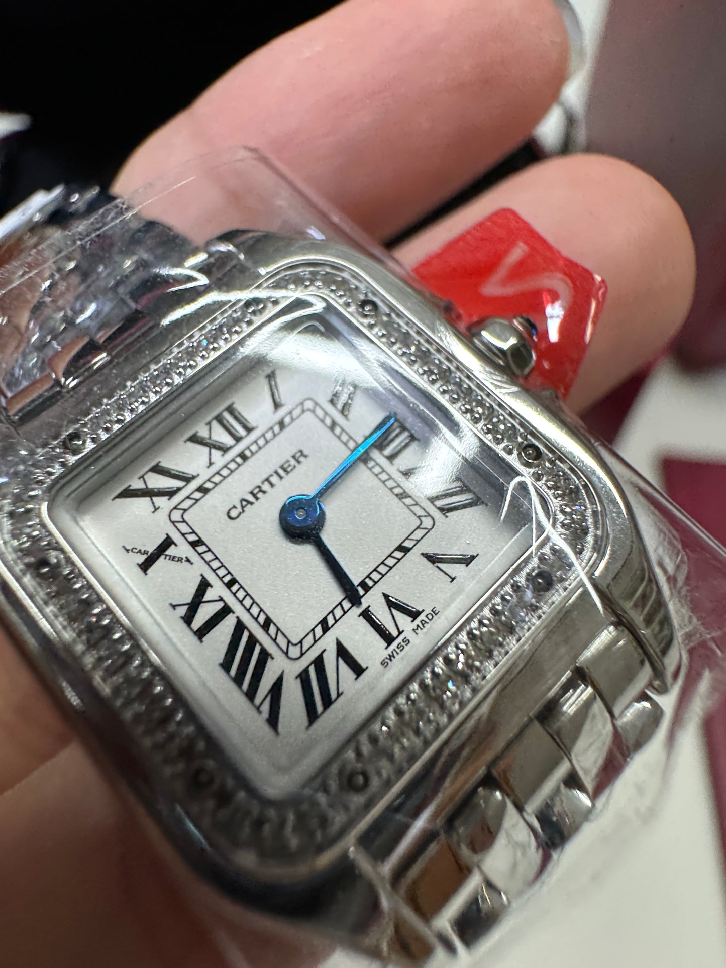 CARTIER 獵豹中號 天然真鑽 銀色