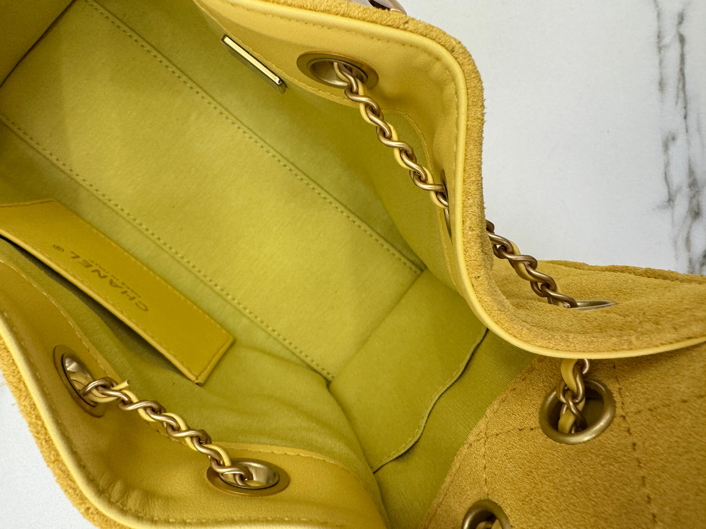 CHANEL Mini 25Bag 麂皮黃色