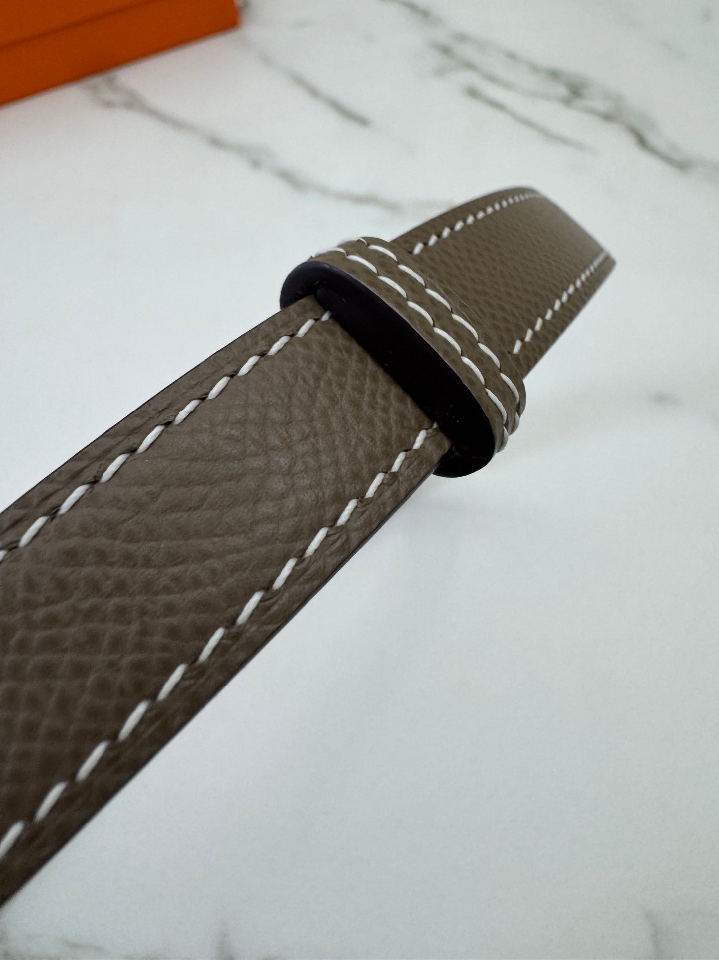 HERMES Kelly Belt 大象灰銀扣（手縫蠟線）