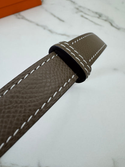 HERMES Kelly Belt 大象灰銀扣（手縫蠟線）
