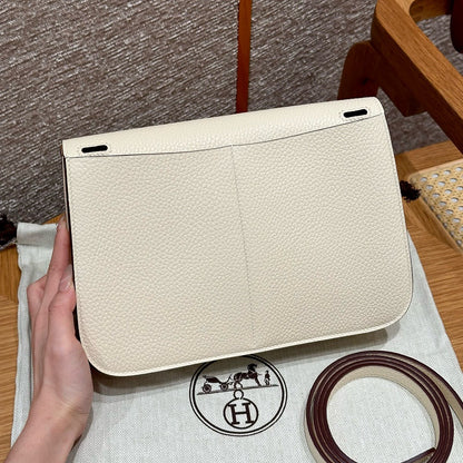 HERMES Halzan22 奶昔白拼奶茶色 金扣 Nata/ Chai TC