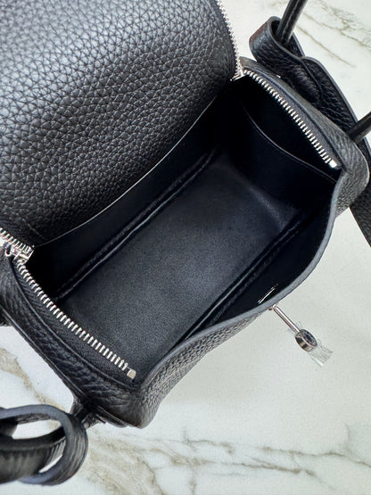 HERMES Mini Lindy 一代 黑銀 Noir PHW