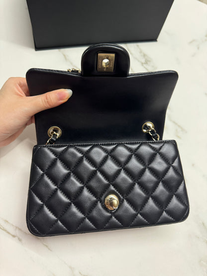 CHANEL CF20 羊皮 黑色淡金扣