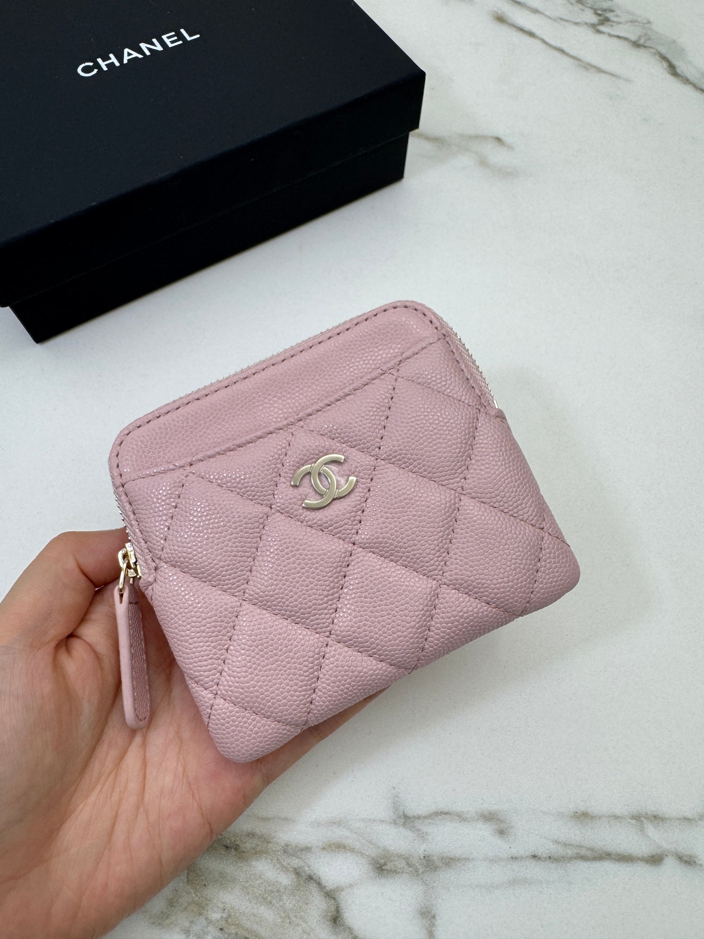 CHANEL 吐司零錢包 22B櫻花粉