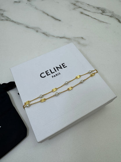 CELINE 凱旋門珍珠雙層手鏈