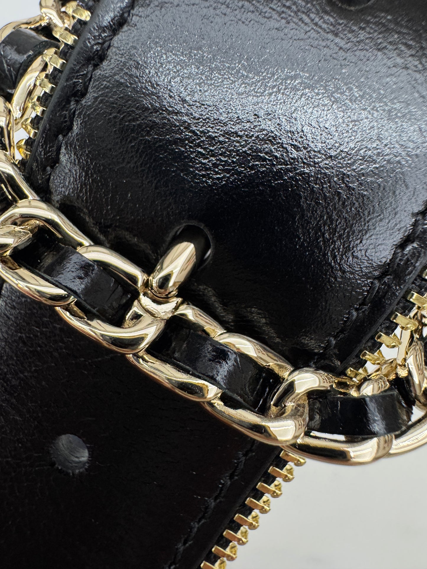 CHANEL 拉鏈皮帶 黑金