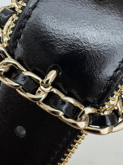 CHANEL 拉鏈皮帶 黑金