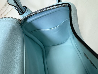 HERMES Mini Lindy 霧霾藍T0 銀扣 swift