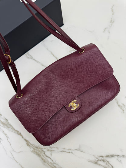 CHANEL 26S Maxi Flap Bag Small 酒紅色金扣 Burgundy GHW