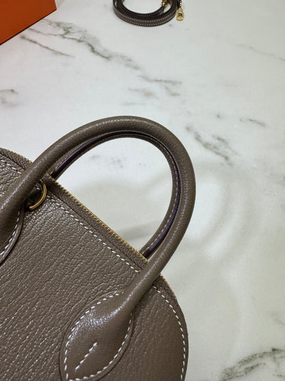 HERMES Mini Bolide 大象灰山羊皮 金扣