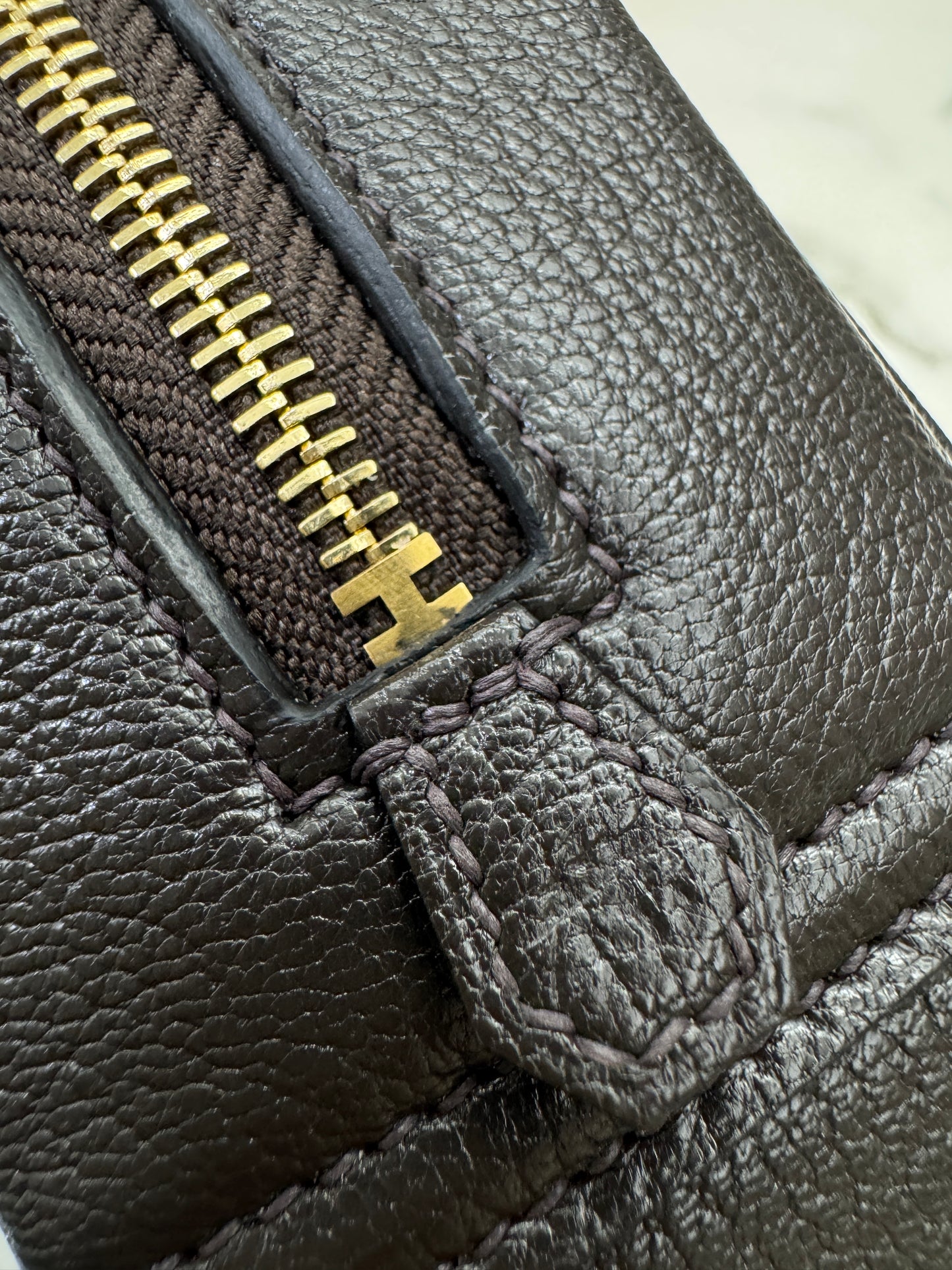 HERMES Mini Plume 一代 烏木色金扣 山羊皮 Ubene GHW Chevre Mysore