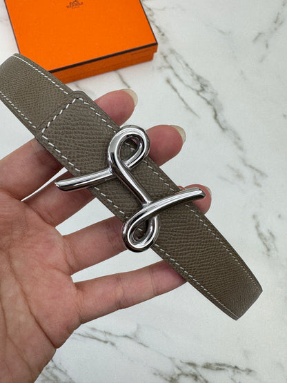HERMES Cursives 皮帶 大象灰Epsom