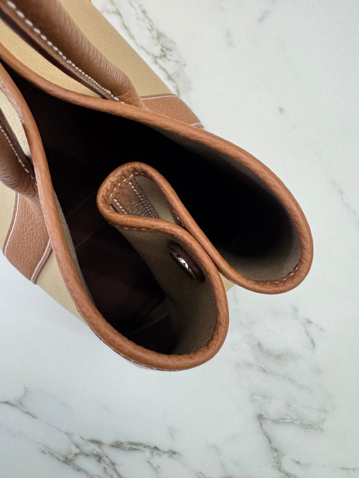 HERMES Garden Party 36 金棕拼風衣灰帆布 Negonda/ Canvas