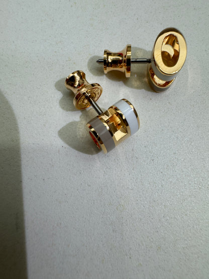 HERMES Mini Pop H 玫瑰金拼色耳環