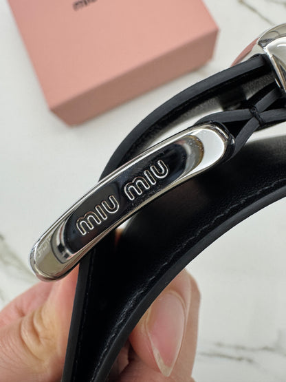 MIU MIU 黑銀皮帶 30mm