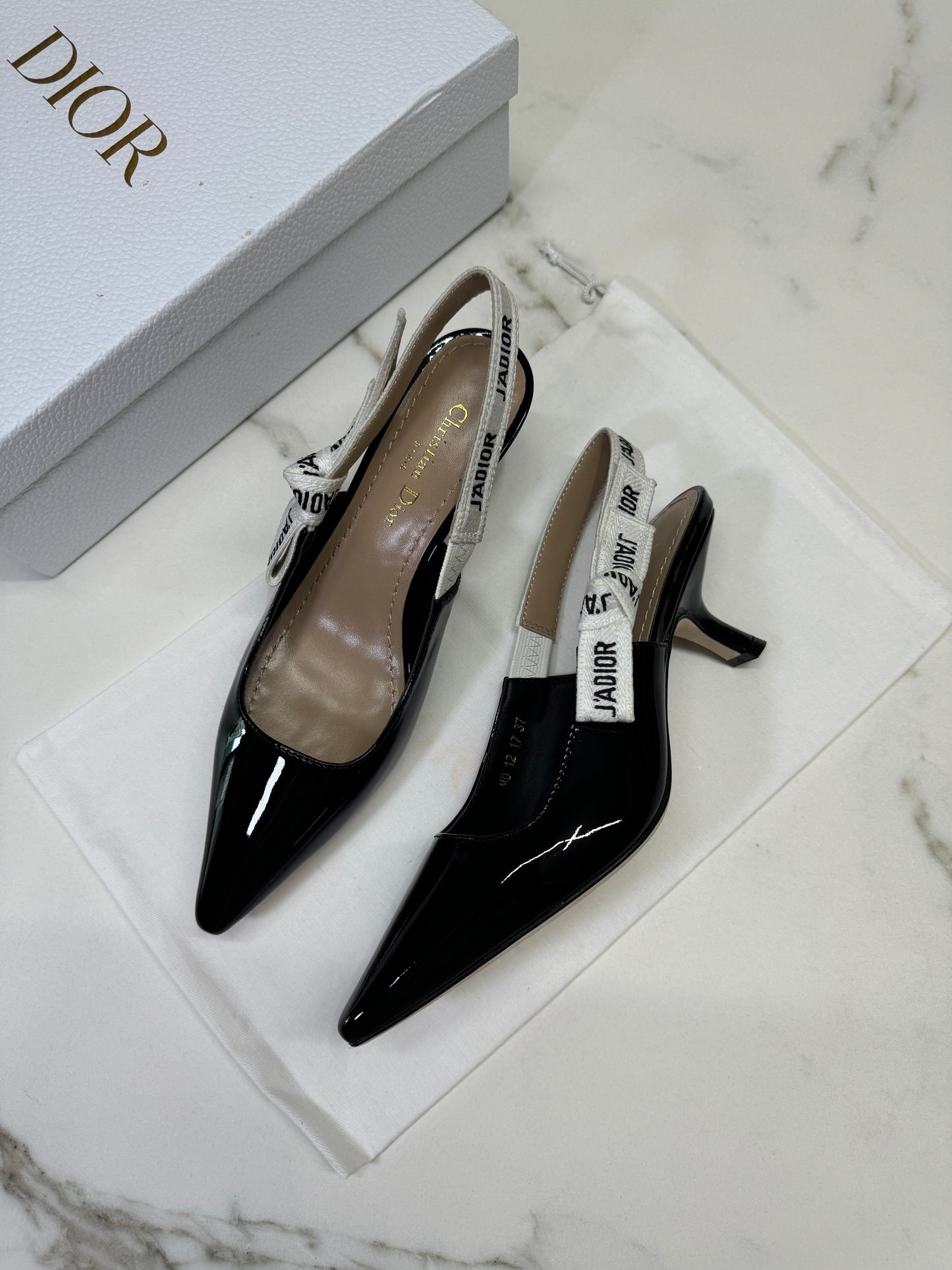 DIOR Slingback 黑色漆皮 5.5cm