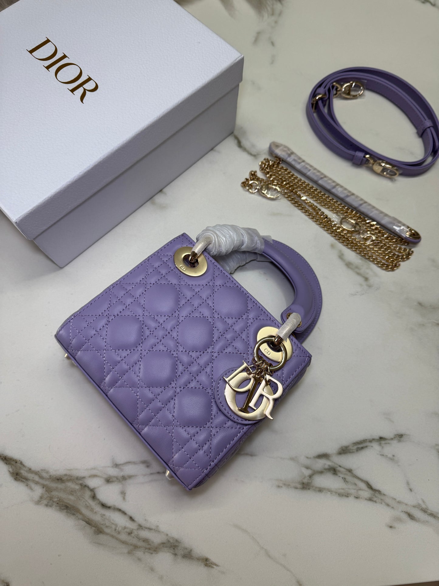 DIOR Mini Lady Dior 紫色羊皮