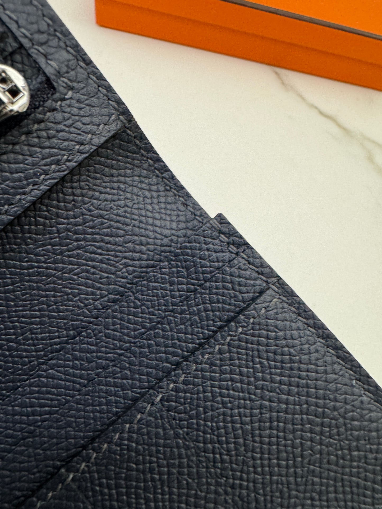HERMES Bearn Wallet 午夜藍銀扣 Epsom Bleu Nuit PHW