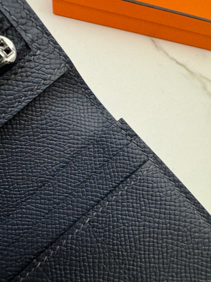 HERMES Bearn Wallet 午夜藍銀扣 Epsom Bleu Nuit PHW