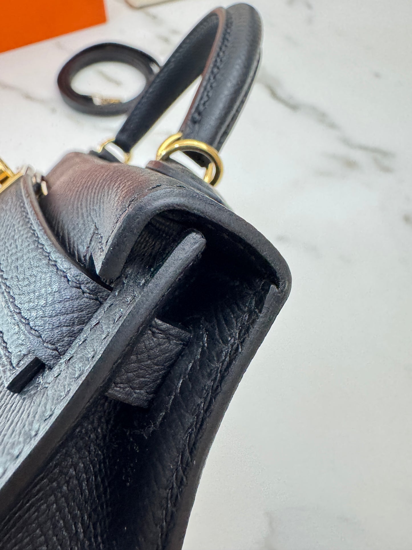HERMES Mini Kelly II 黑金 Epsom Noir GHW