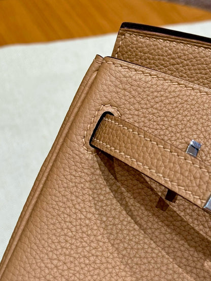 HERMES Birkin25 奶茶色 銀扣 swift 0M Chai