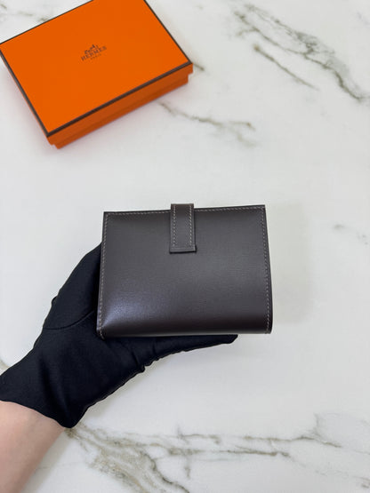 HERMES Bearn Compact Wallet 烏木色Box皮 Ebene GHW
