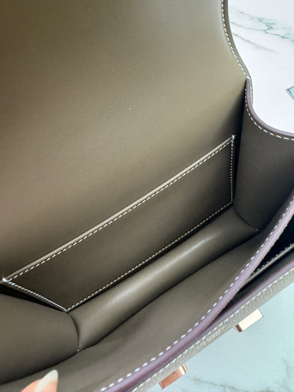 HERMES Mini Constance 大象灰 Epsom 玫瑰金扣