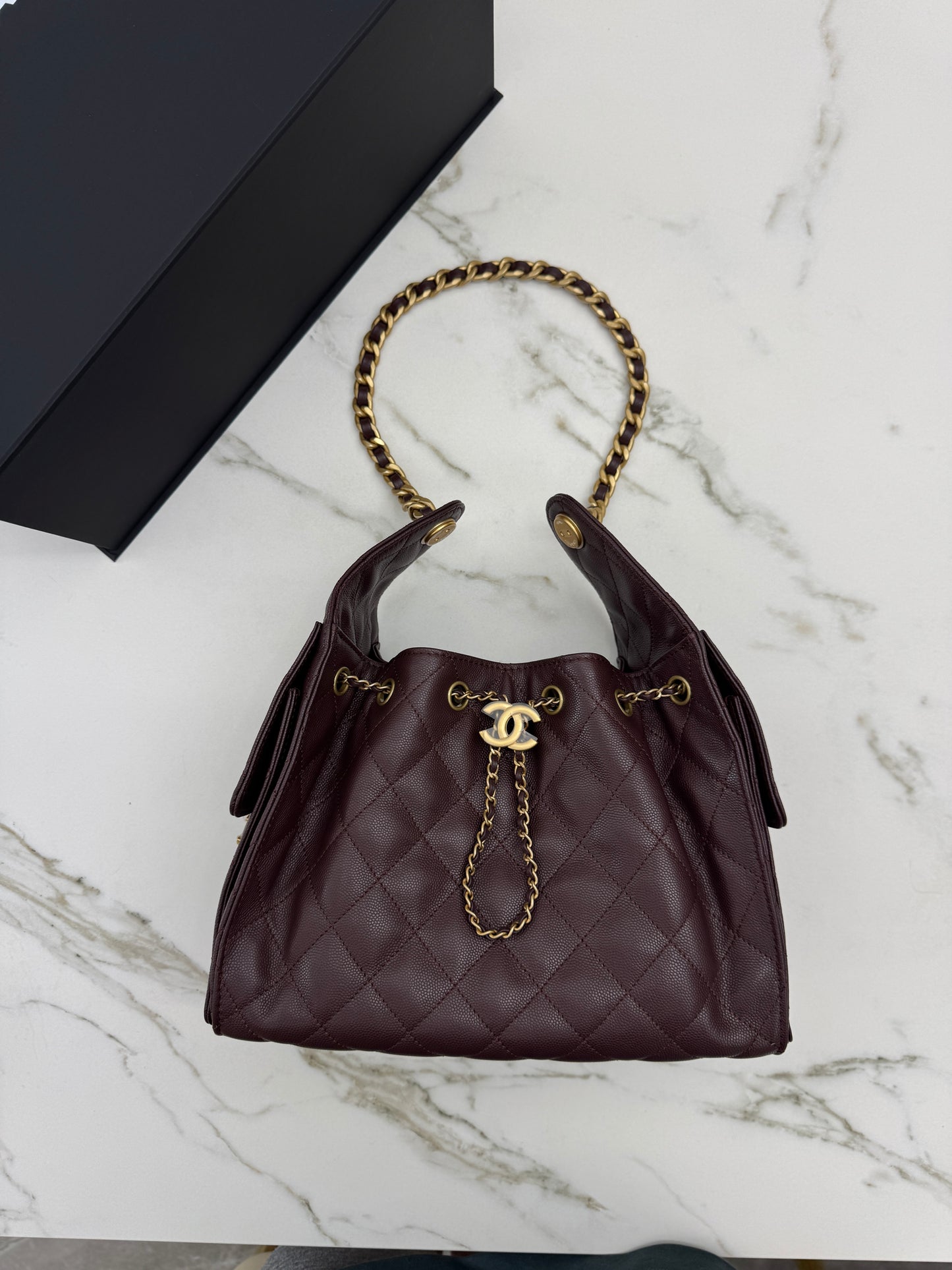 CHANEL 25Bag 荔枝牛皮 Small Chocolate