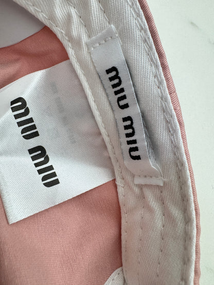 MIU MIU 鴨舌帽 粉紅拼咖啡色￼