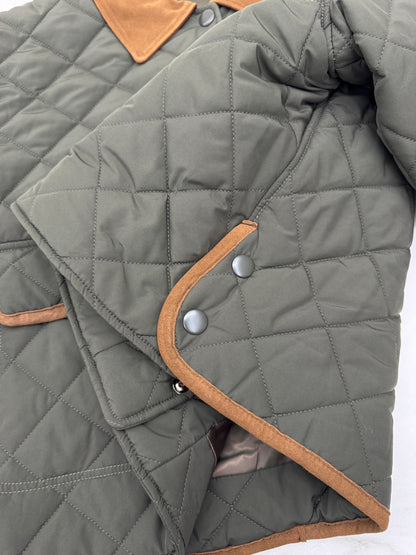 MIU MIU 麂皮領夾棉短外套 軍綠藍