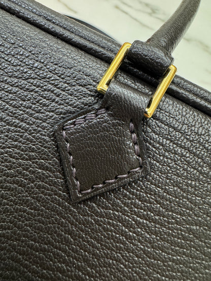 HERMES Mini Plume 一代 烏木色金扣 山羊皮 Ubene GHW Chevre Mysore