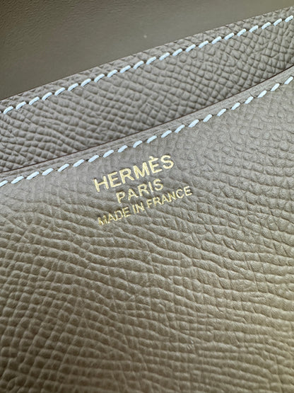 HERMES Mini Constance 大象灰 Epsom 玫瑰金扣