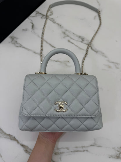 CHANEL Mini Cocohandle 霧霾藍/冰川藍 Cloud Blue