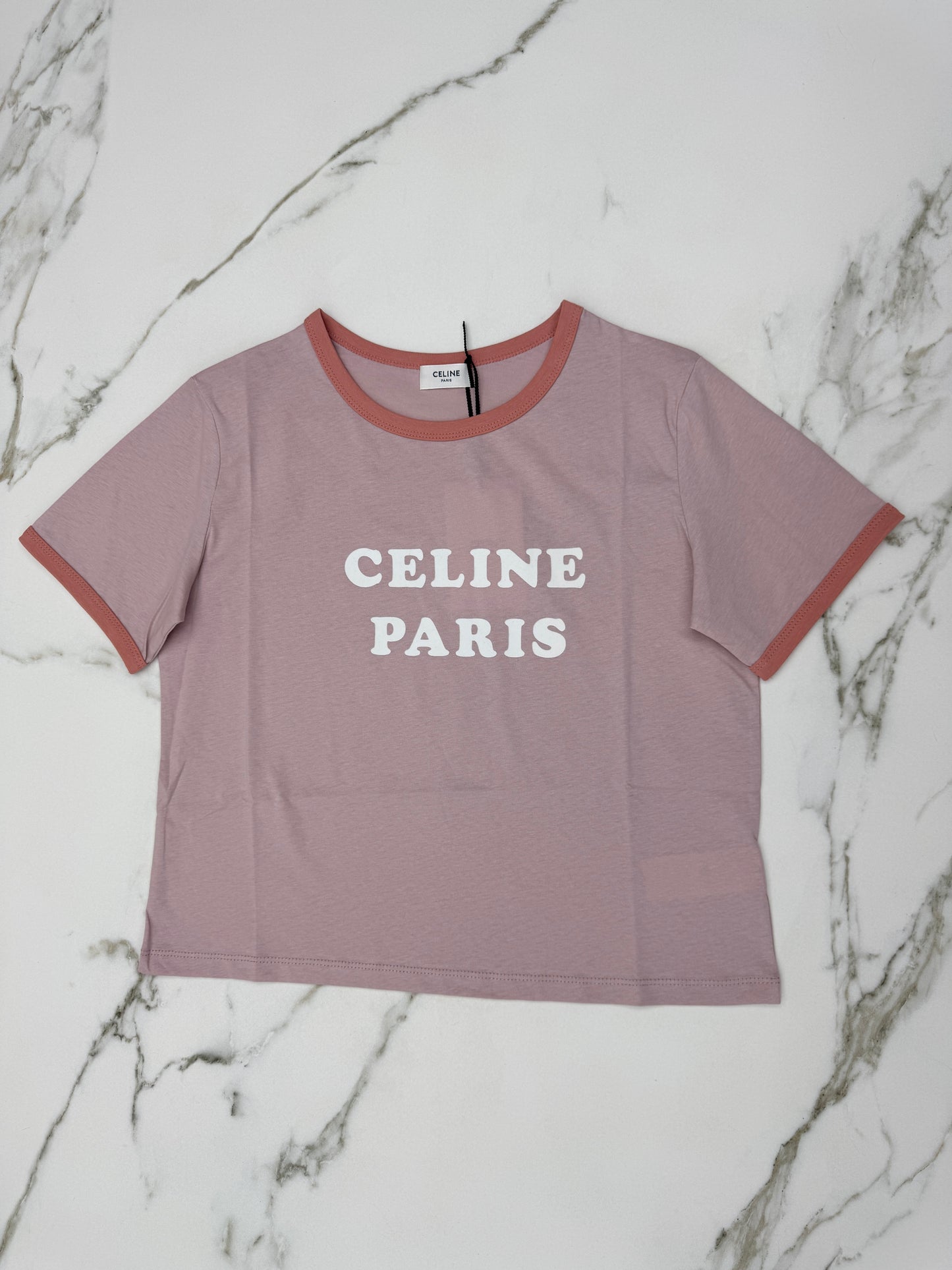 CELINE 短袖T恤 髒粉色