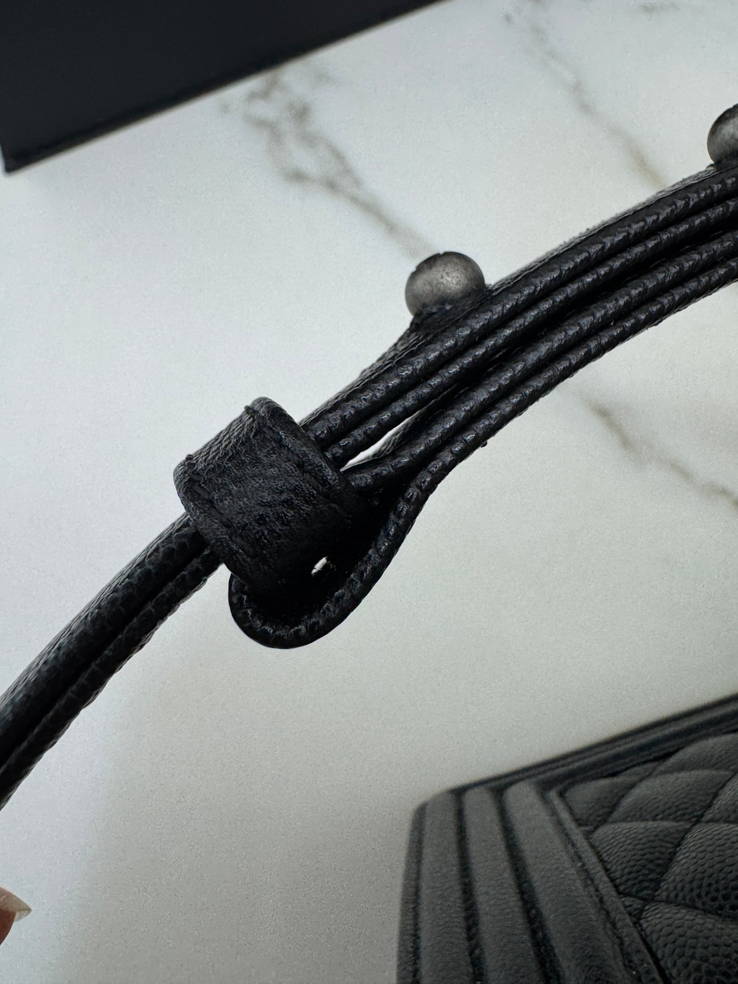 CHANEL Leboy 20cm 黑銀荔枝牛皮