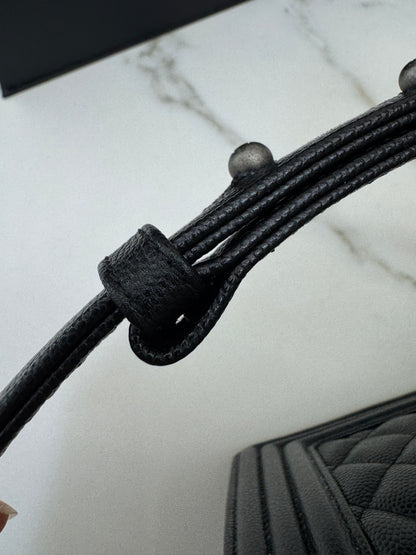 CHANEL Leboy 20cm 黑銀荔枝牛皮