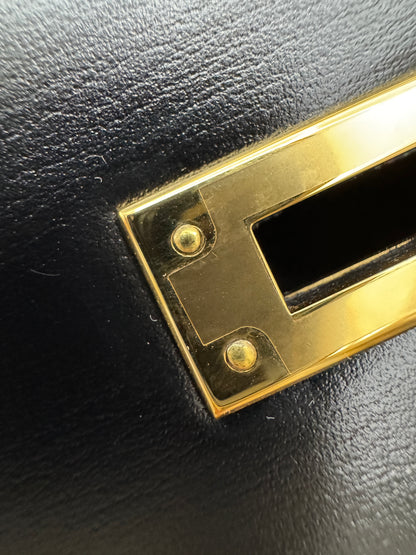 HERMES Kelly 25 黑色外縫金扣 Box Leather Sellier Noir GHW