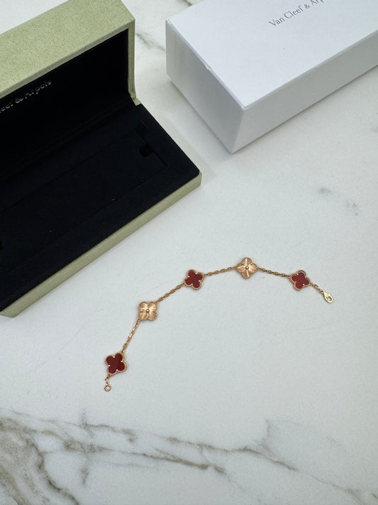 VCA Vintage Alhambra Bracelet 紅玉髓玫瑰金鐳射