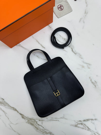 HERMES Halzan 25 黑金 Noir TC GHW