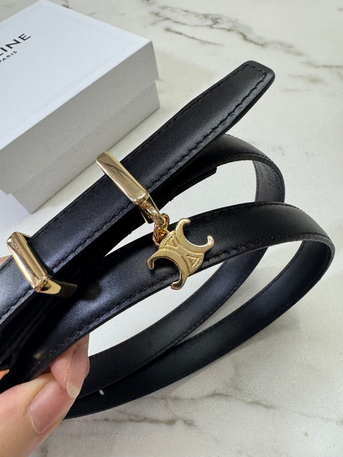 CELINE Belt 凱旋門吊飾皮帶