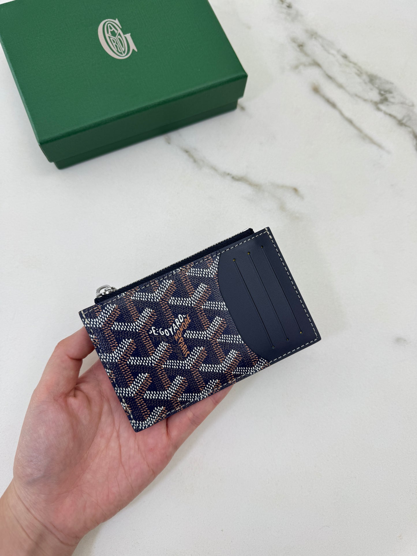 GOYARD Bourbon Zipped Cardholder 海軍藍