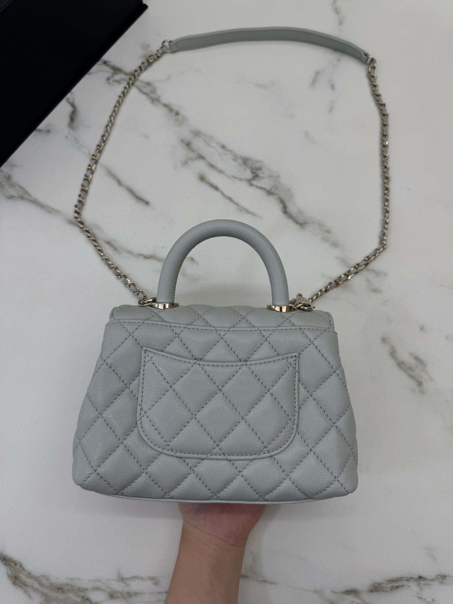 CHANEL Mini Cocohandle 霧霾藍/冰川藍 Cloud Blue